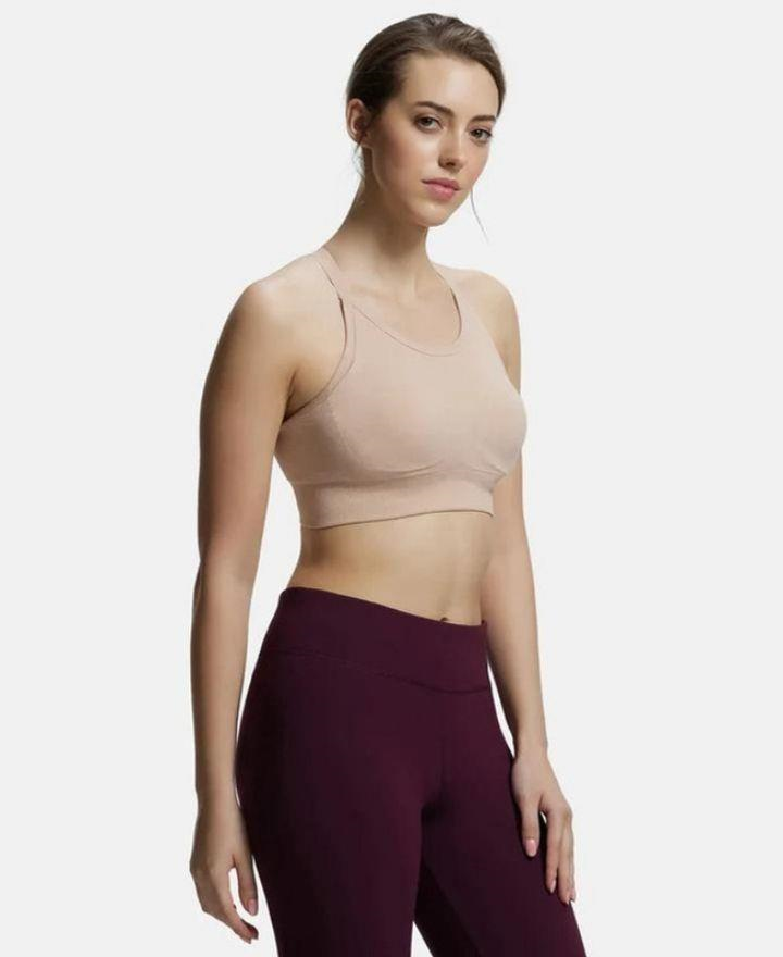 Jockey MI17 Sports Bra | Wirefree | Padded | Racer Back Styling | Recycled Polyester Fabric with StayFresh Treatment
