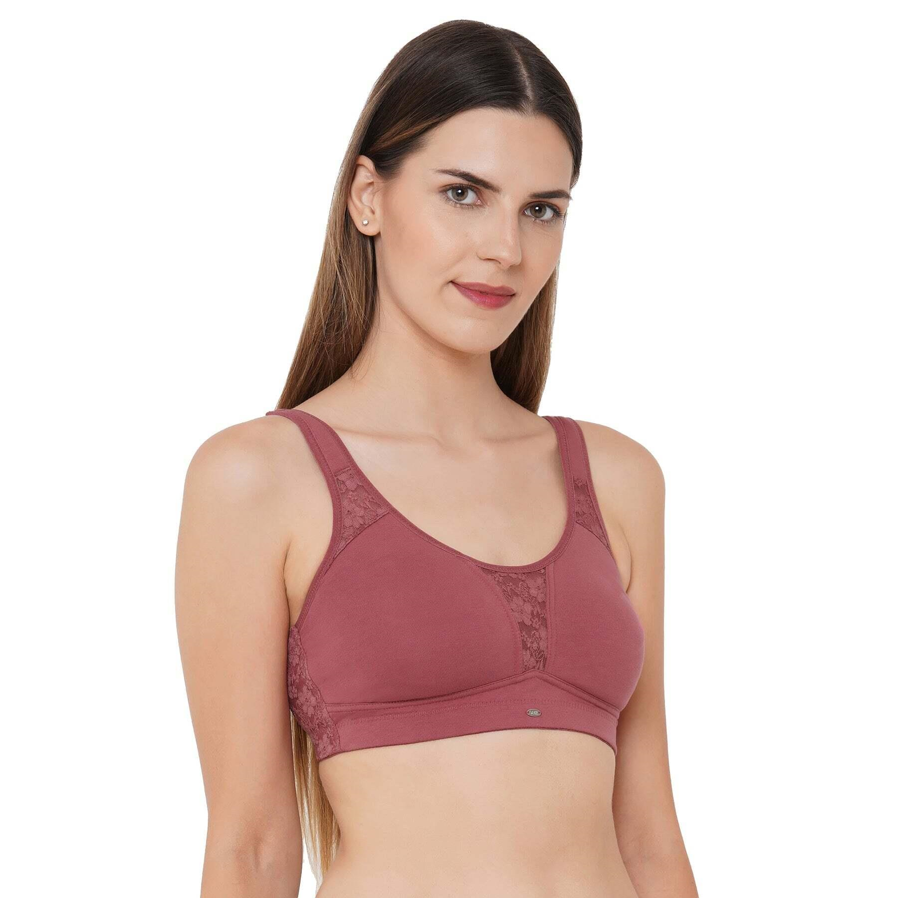 SOIE Women’s Full Coverage Minimizer Bra|Non Wired, Non Padded, Triple Layered Cups|Breathable Stretch Cotton with Lace & U-Back Support