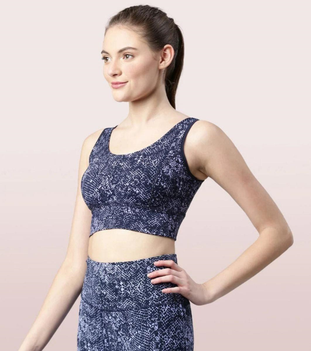 Enamor SPORTS BRA  PRINTED  SCOOP NECK MEDIUM IMPACT DRY FIT SPORTS BRA