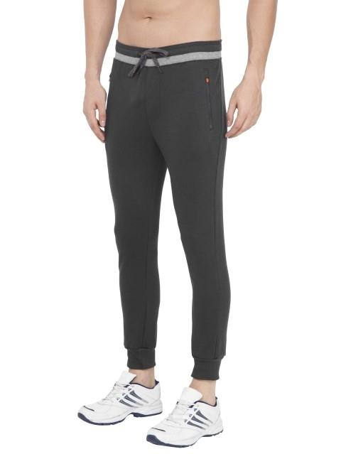 Jockey Men's Super Combed Cotton Rich Pique Fabric Slim Fit Mid Rise Joggers with Zipper Pockets