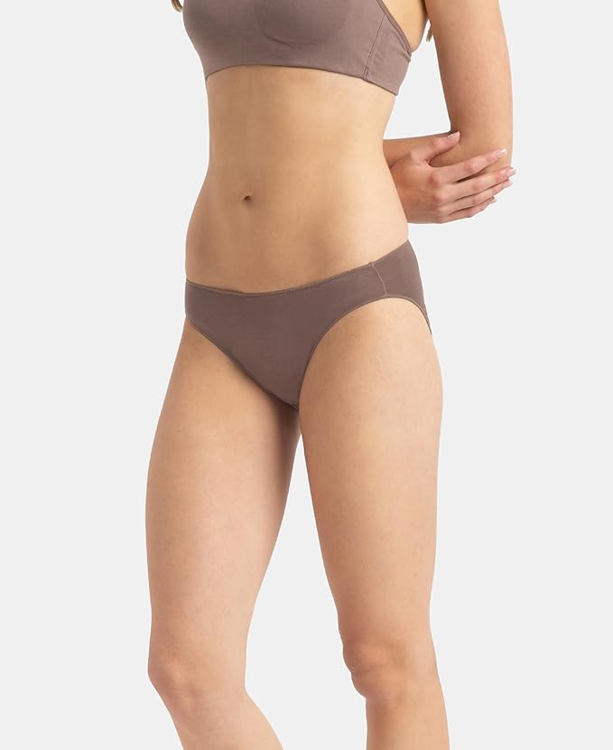 Jockey Women's Medium Coverage Micro Modal Elastane Stretch Mid Waist Bikini Concealed Waistband and Stay Fresh Treatment