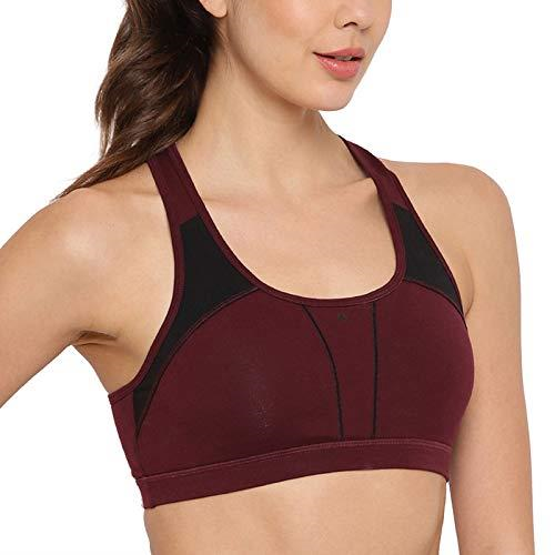 Enamor Medium Impact, Side Panel Shaping, Racer Back Women's Cotton Sports Bra - Padding with Removable Cups, Wirefree, High Coverage