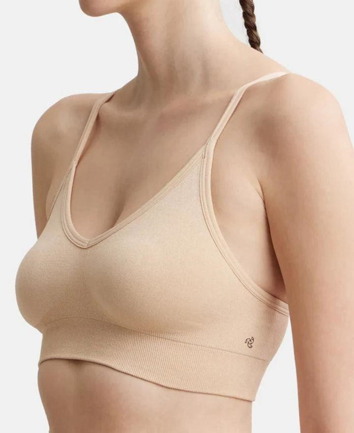 Jockey Women's Wired Padded Super Combed Cotton Elastane Strech Medium Coverage Plunge Neck Pushup Bra with Multiway Styling