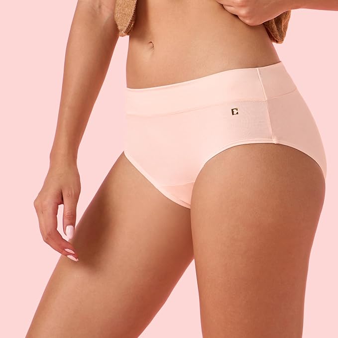 Enamor Innovations Bamboo Bliss, Anti Rash, All Day Comfort, Mid Waist Brief Panty for Women - Super Soft, Naturally Absorbent, Antimicrobial with Stain Release, Inner Elastic, Full Coverage