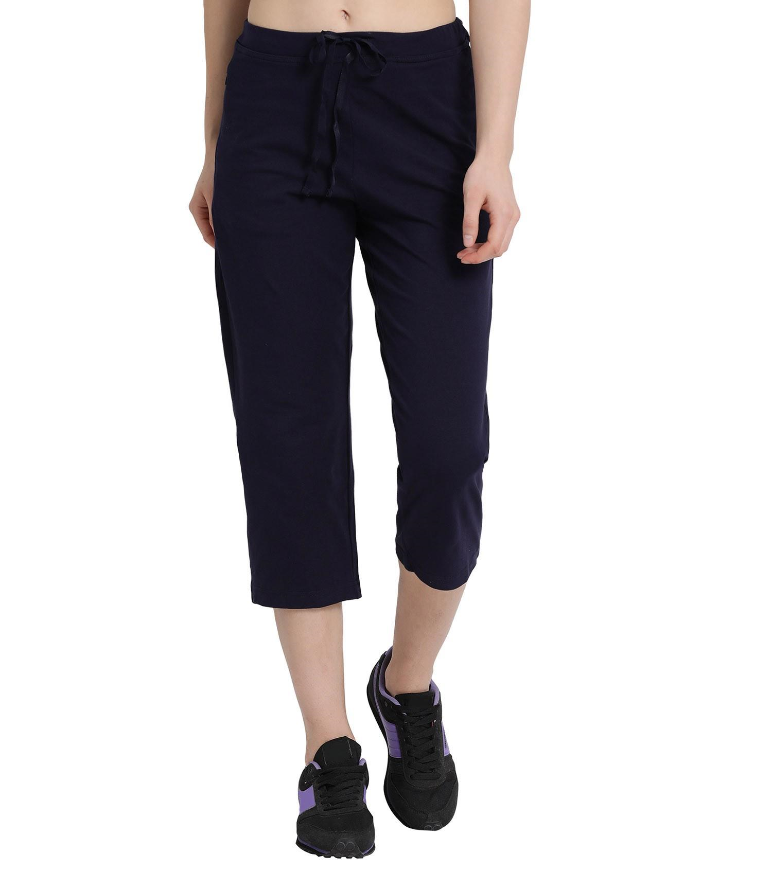 Enamor Mid Rise Capri Length Drawstring Closure Lounge Capri for Women - Slim Fit, Soft and Breathable Stretch Cotton