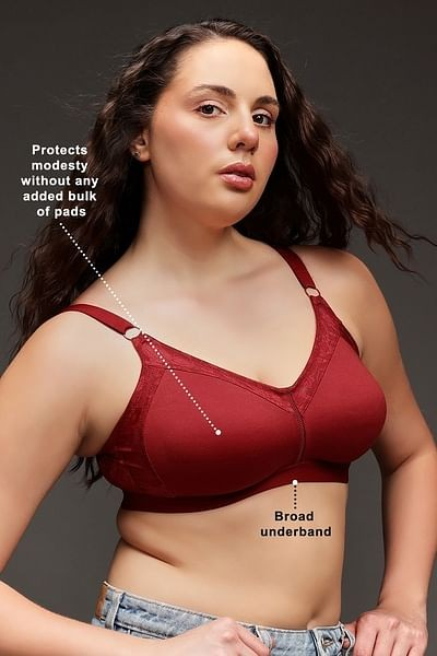 Clovia Cotton Spandex Solid Non-Padded Full Cup Wire Free Spacer Cup Bra