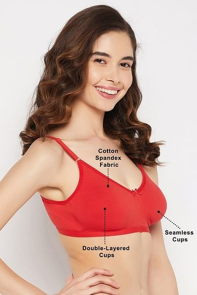 Clovia Cotton Spandex Solid Non-Padded Full Cup Wire Free T-Shirt Bra