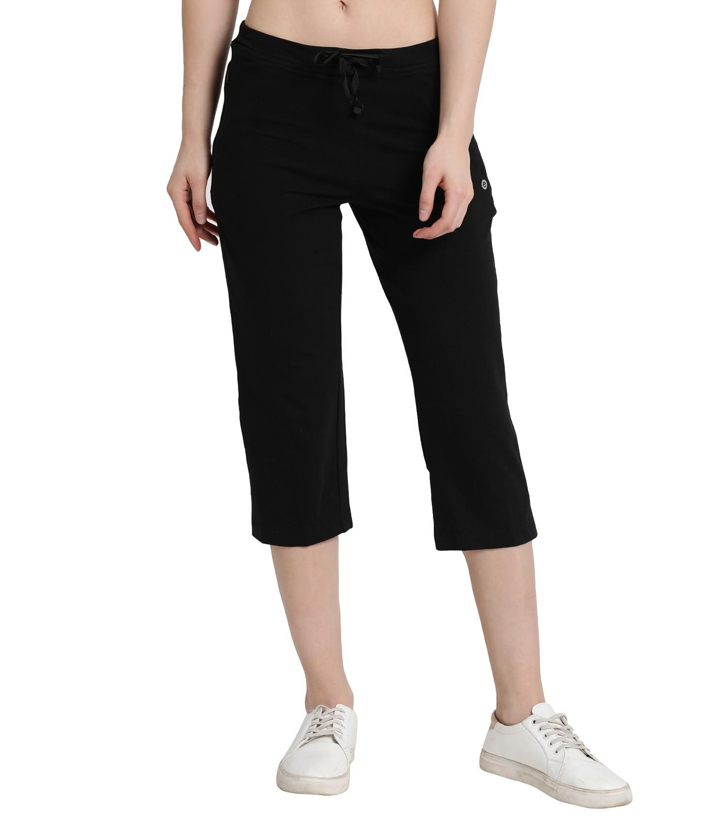 Enamor Mid Rise Capri Length Drawstring Closure Lounge Capri for Women - Slim Fit, Soft and Breathable Stretch Cotton
