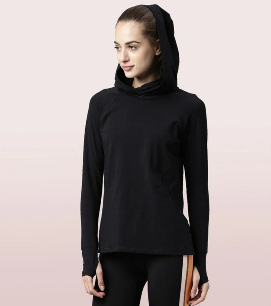 ENAMORE LADIES HOODED MASK TEE|DRY FIT COTTON TEE WITH HOODY & MASK