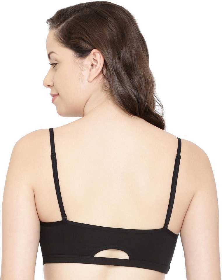 Enamor Moulded Double Layer Front Women's Cotton Cami Bra - Detachable Slim Straps with Back Keyhole, Non Padded, Wirefree, High Coverage