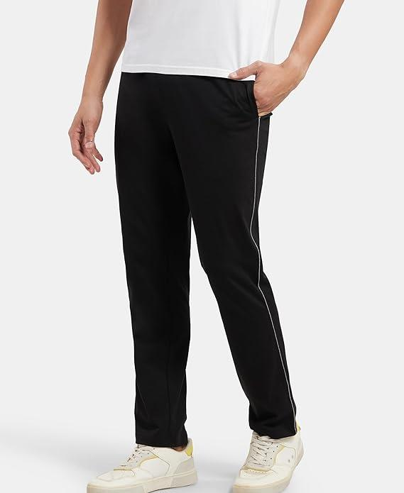 Jockey Men's Super Combed Cotton Rich Regular Fit Mid Rise Trackpants with Side Pockets