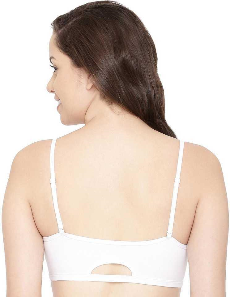 Enamor Moulded Double Layer Front Women's Cotton Cami Bra - Detachable Slim Straps with Back Keyhole, Non Padded, Wirefree, High Coverage