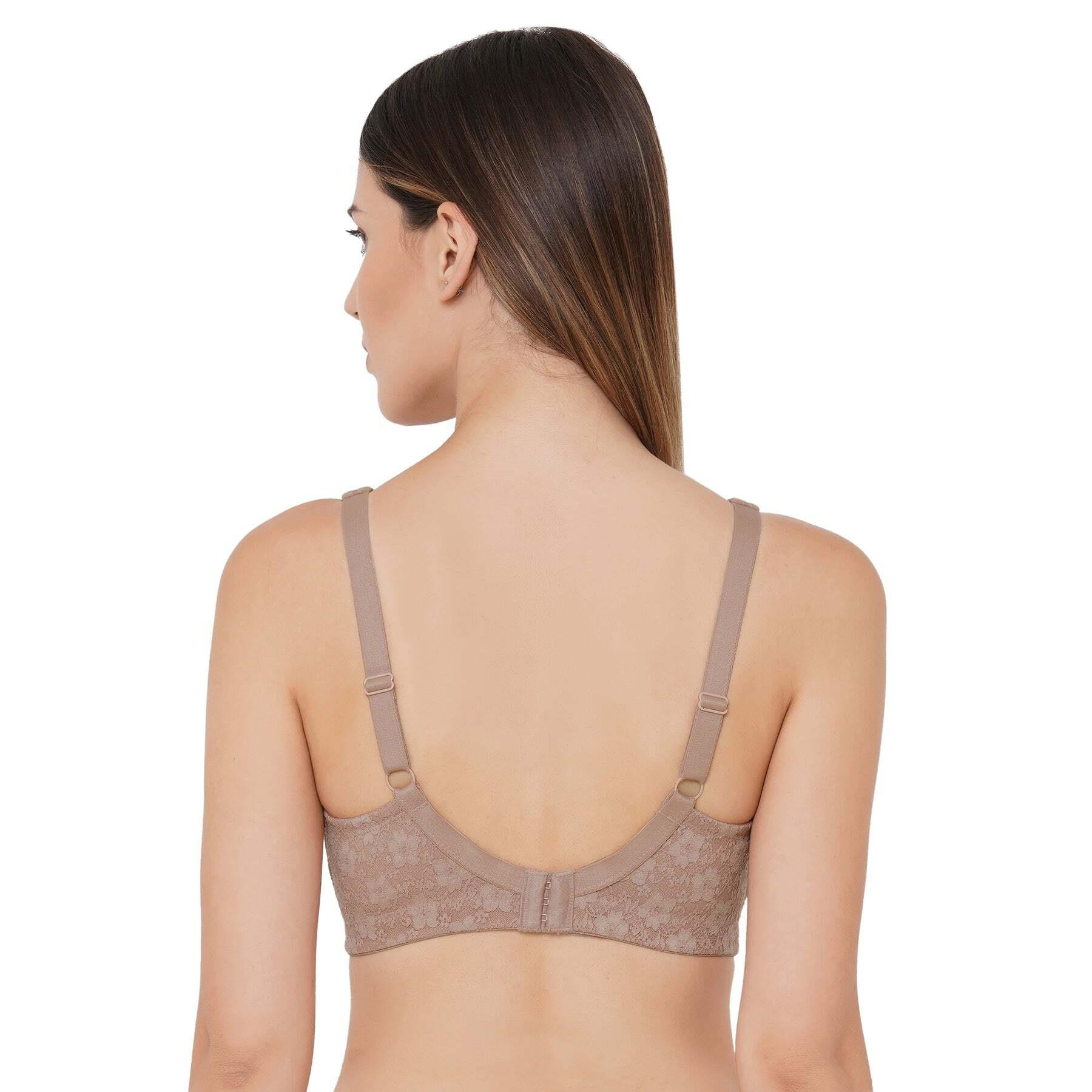 SOIE Women’s Full Coverage Minimizer Bra|Non Wired, Non Padded, Triple Layered Cups|Breathable Stretch Cotton with Lace & U-Back Support