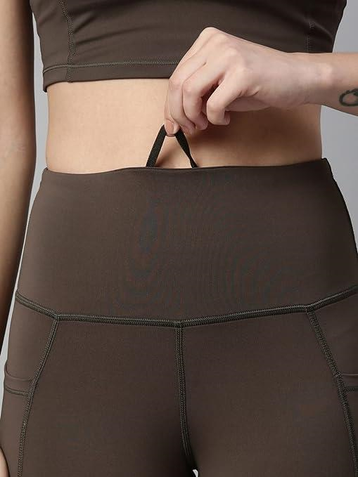 Enamor High Rise Drawstring Closure Active Capri Legging for Women- Hugged Fit, Quick Dry, Antimicrobial