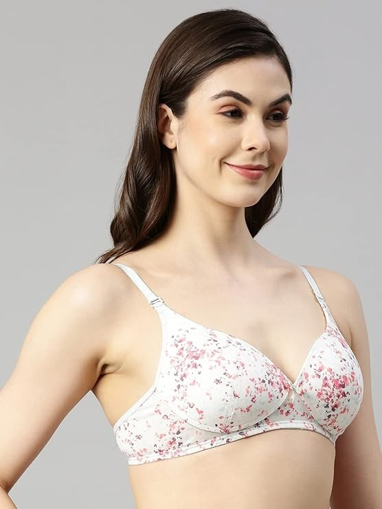 Enamor Medium Coverage Wirefree F023 Perfect Plunge Women T-Shirt Lightly Padded Bra