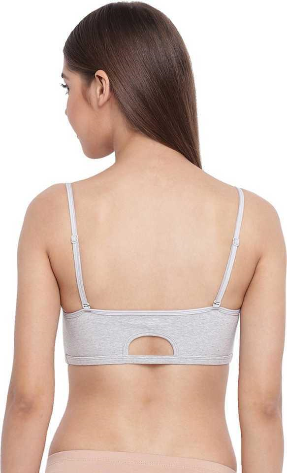 Enamor Moulded Double Layer Front Women's Cotton Cami Bra - Detachable Slim Straps with Back Keyhole, Non Padded, Wirefree, High Coverage