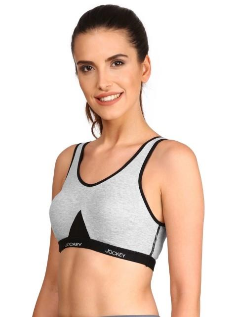 Jockey  Women Super Combed Cotton Elastane Active Bra | Wirefree | Non Padded | Full Coverage Slip-On with Wider Straps