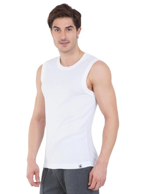 Jockey Men's Super Combed Cotton Rib Solid Slim Fit Round Neck Muscle Vest