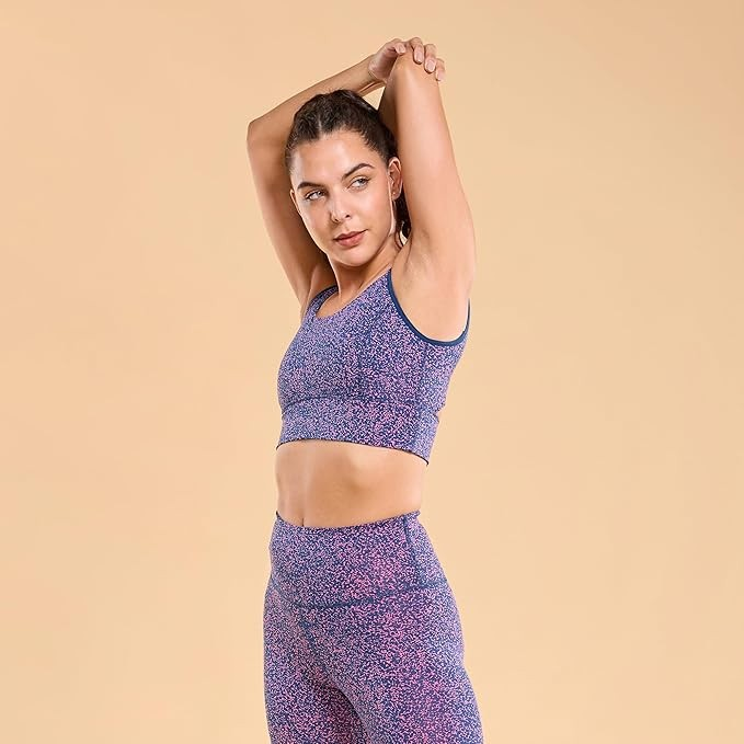 Enamor Cutaway Back Detail Quick Dry Printed Sports Bra - Removable Padding, Non-Wired, Medium Coverage