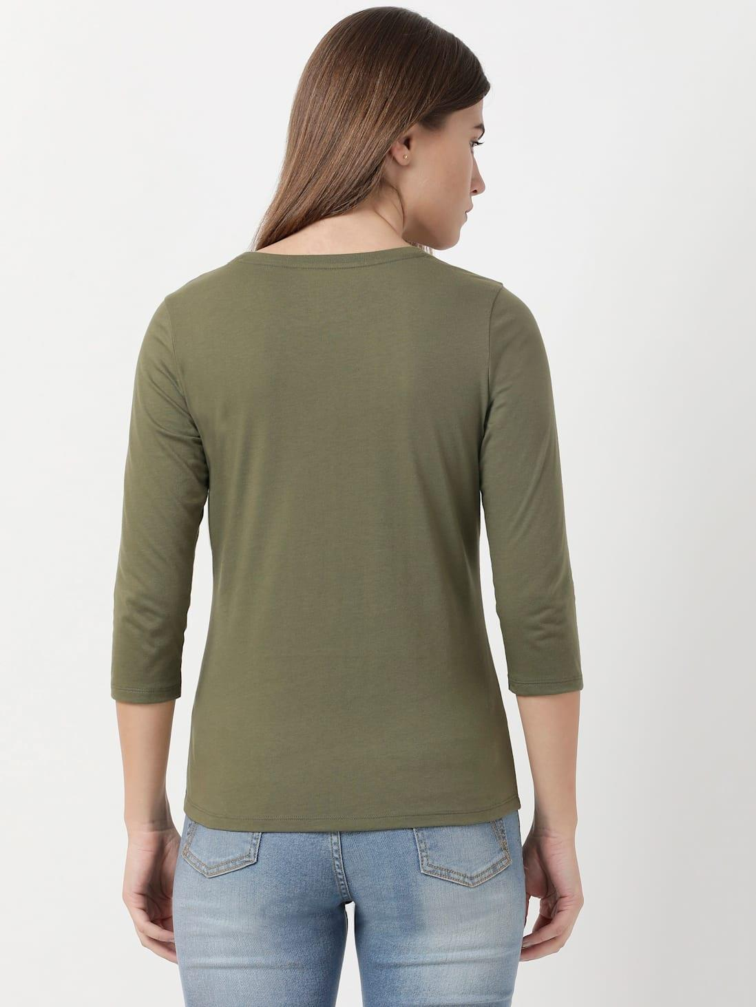 JOCKEY LADIES R-NECK T-SHIRT 3/4 SLEEVE SUPER COMBED COTTON T-SHIRT