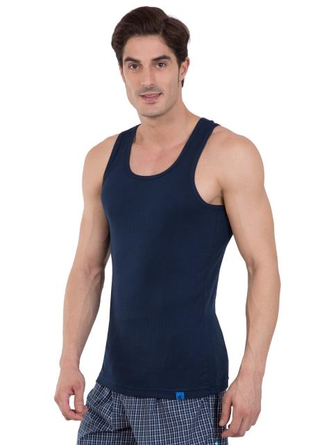 Jockey Men's Super Combed Cotton Rib Slim Fit Racer Back Styling Round Neck Gym Vest