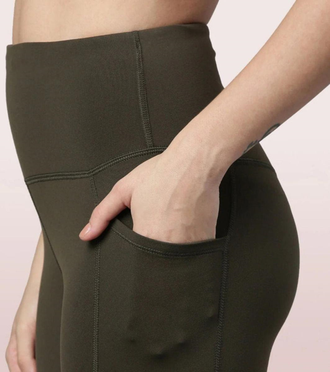 Enamor High Rise 7/8th Length Drawstring Closure Active Cotton Legging for Women - Hugged Fit, Quick Dry, Antimicrobial