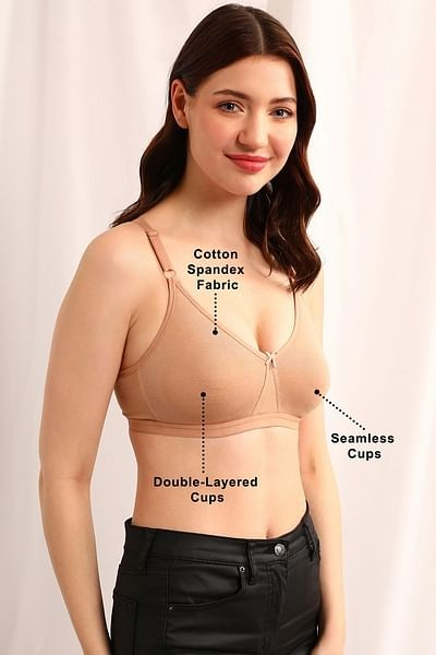 Clovia Cotton Spandex Solid Non-Padded Full Cup Wire Free T-Shirt Bra