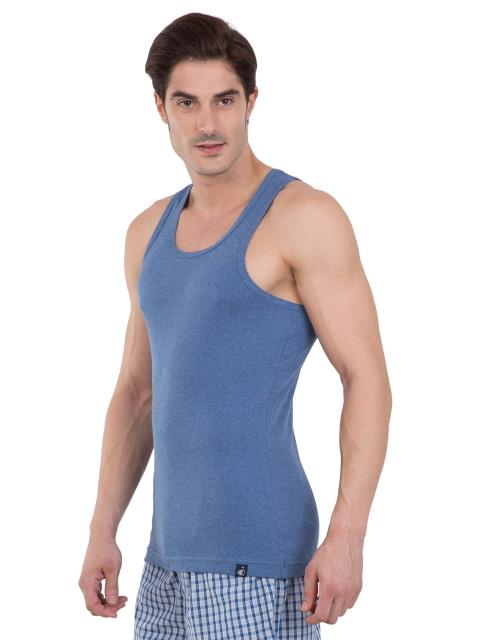Jockey Men's Super Combed Cotton Rib Slim Fit Racer Back Styling Round Neck Gym Vest