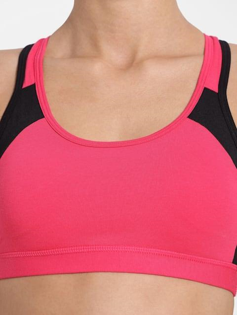 Jockey 1380 Women Super Combed Cotton Active Bra | Wirefree | Padded | Racer Back Styling |