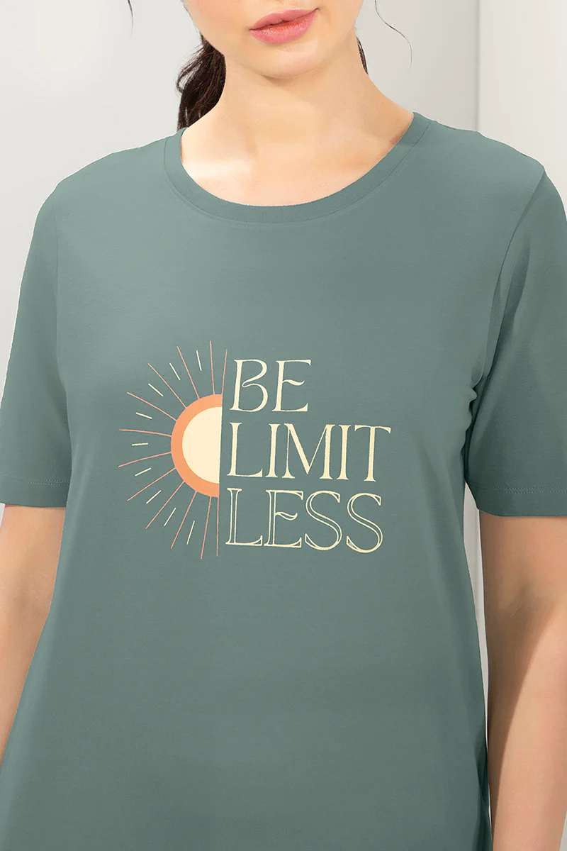 AMANTE WOMEN T-SHIRT STRETCH COTTON TERRY FABRIC A-LINE STYLING WITH RELAXED FIT, SIDE POCKET T-SHIRT