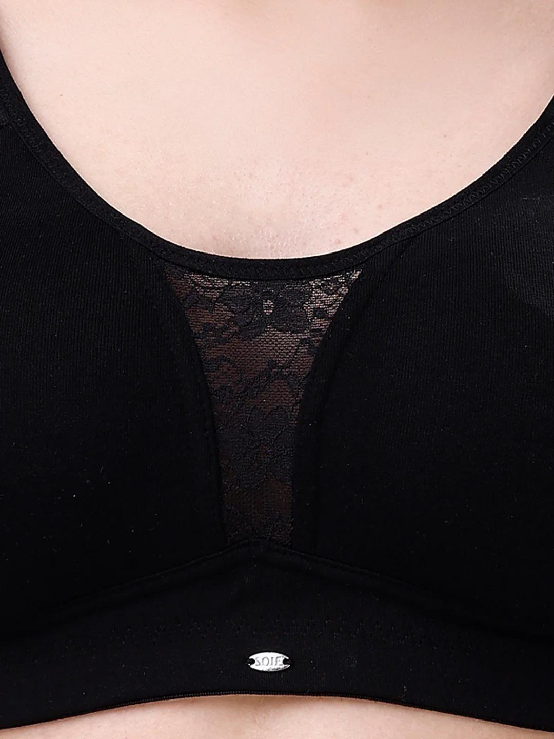 SOIE Women’s Full Coverage Minimizer Bra|Non Wired, Non Padded, Triple Layered Cups|Breathable Stretch Cotton with Lace & U-Back Support