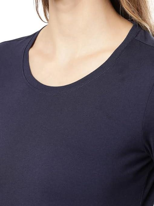 Jockey Women's Super Combed Cotton Rich Relaxed Fit Solid Round Neck Full Sleeve T-Shirt