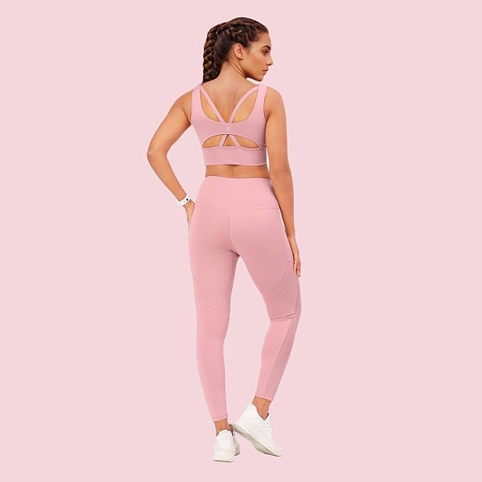 ENAMORE WOMEN'S QUICK DRY HIGH WAIST WORKOUT LEGGINGS WHITE ELASTICATED WAISTBAND