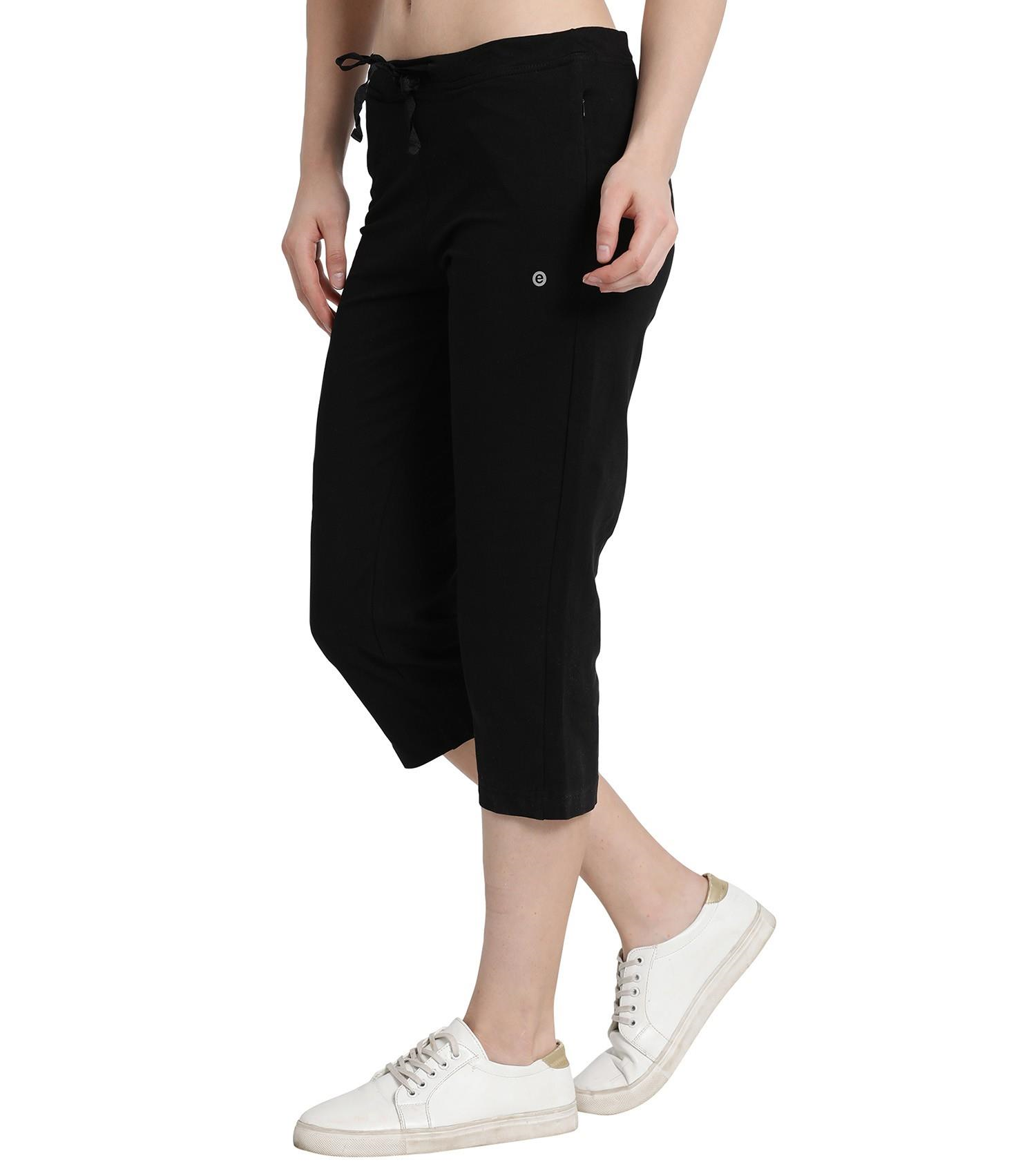 Enamor Mid Rise Capri Length Drawstring Closure Lounge Capri for Women - Slim Fit, Soft and Breathable Stretch Cotton