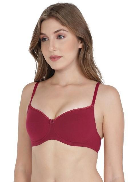 Jockey  Women's Wirefree Padded Super Combed Cotton Elastane Stretch Medium Coverage Lace Styling T-Shirt Bra with Adjustable Straps