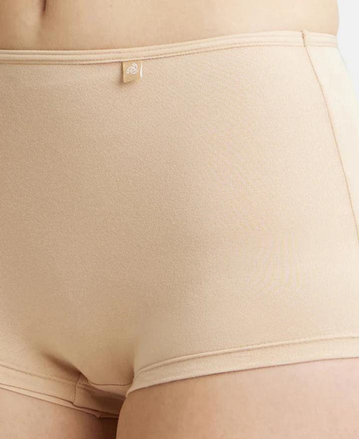 Jockey  Women's High Coverage Super Combed Cotton Elastane Stretch Mid Waist Boy Shorts Panty with Concealed Waistband and Stay Fresh Treatment
