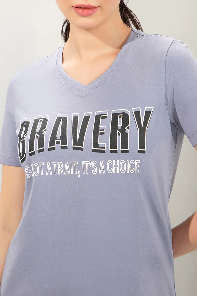 AMANTE WOMEN ESSENTIAL V-NECK PRINTED SOFT COTTON FABRIC RELAXED FIT TEE