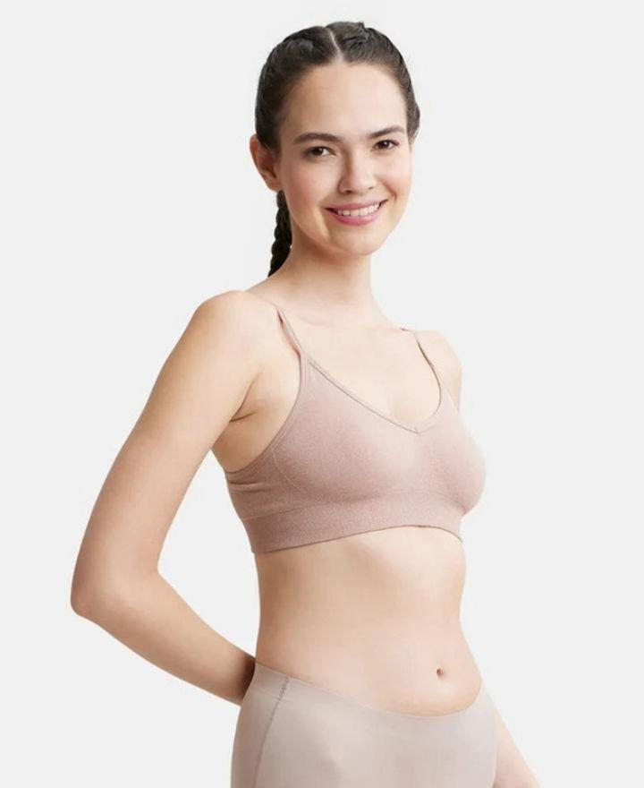Jockey Women's Wired Padded Super Combed Cotton Elastane Strech Medium Coverage Plunge Neck Pushup Bra with Multiway Styling