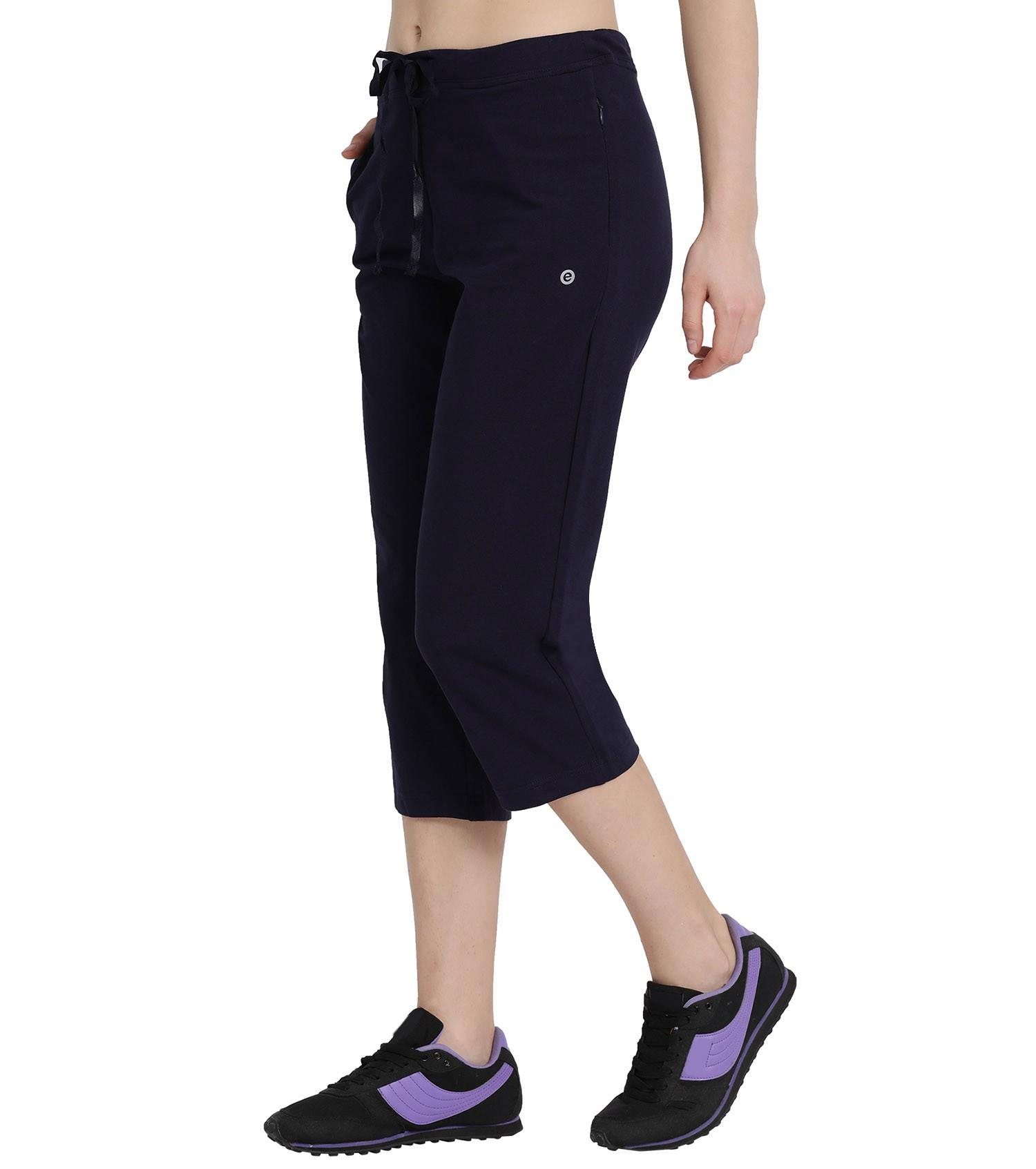 Enamor Mid Rise Capri Length Drawstring Closure Lounge Capri for Women - Slim Fit, Soft and Breathable Stretch Cotton