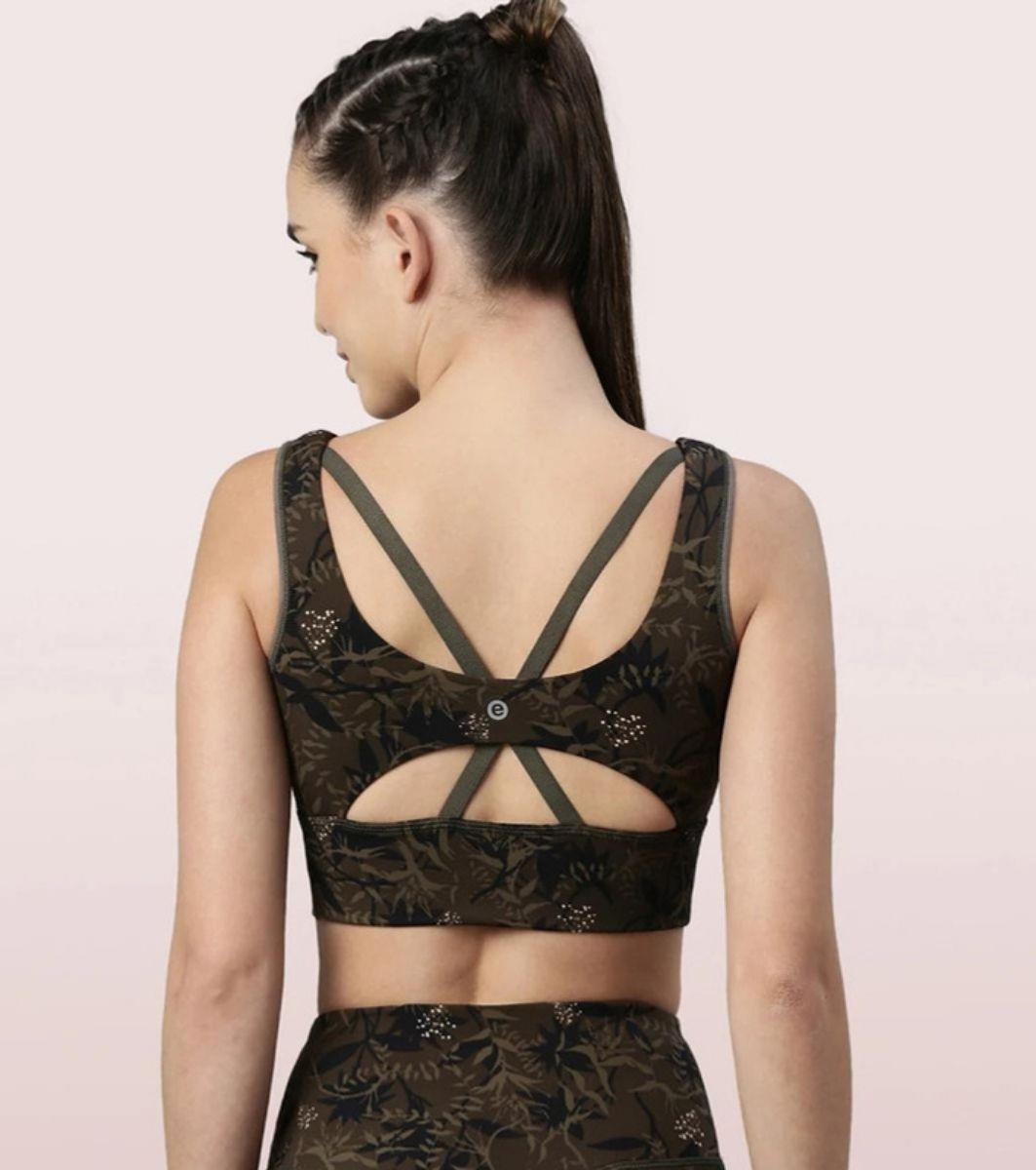 Enamor SPORTS BRA  PRINTED  SCOOP NECK MEDIUM IMPACT DRY FIT SPORTS BRA