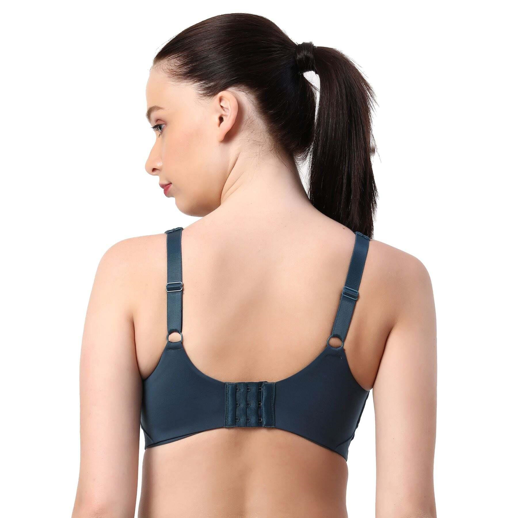 SOIE Women’s Full Coverage Minimizer Bra ,Non Padded, Non Wired,Nylon Spandex , Broad Cushioned Straps,High Side Coverage & Side Support