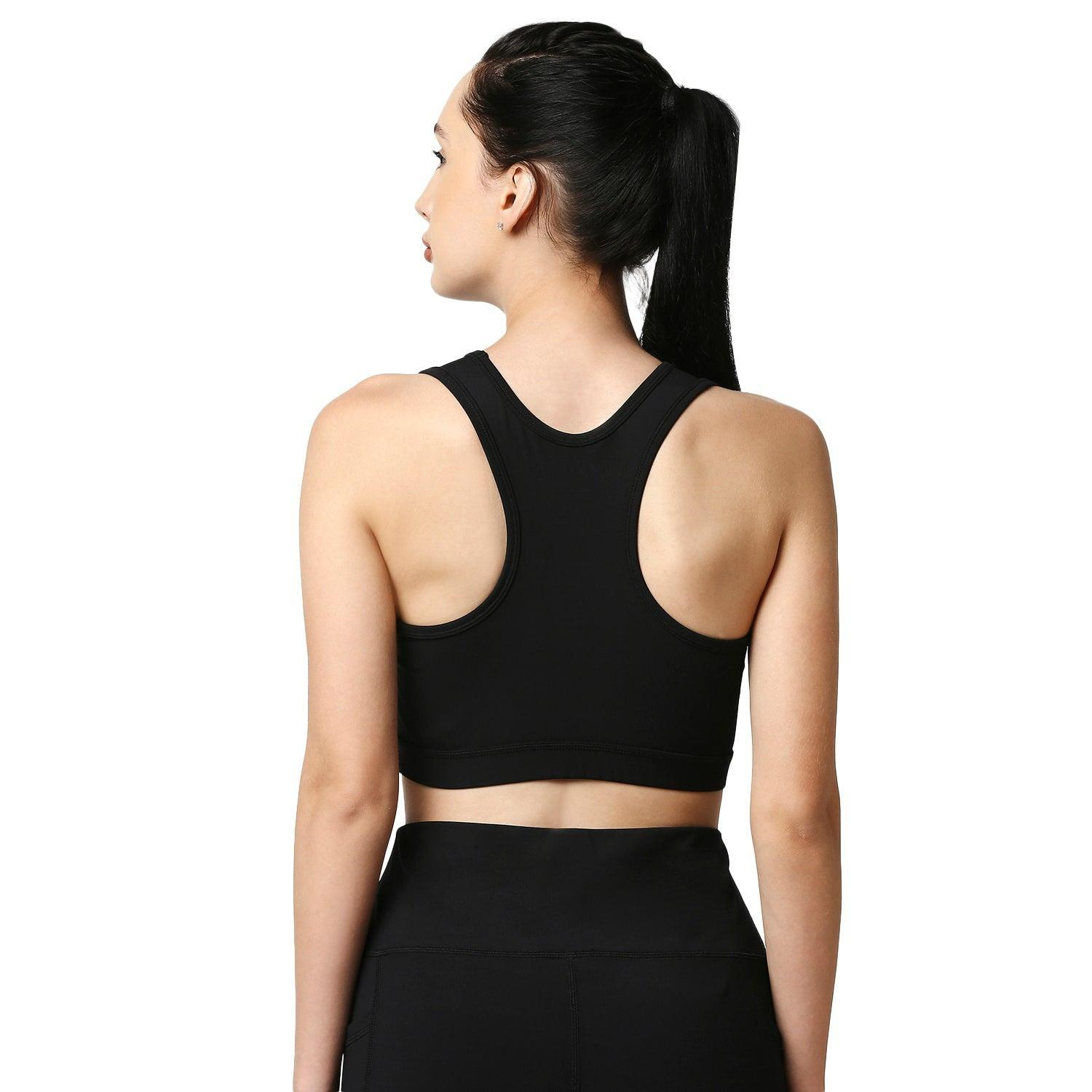 Soie Woman's Medium Impact Removable Cups Non Wired Racerback Activewear Sports Bra