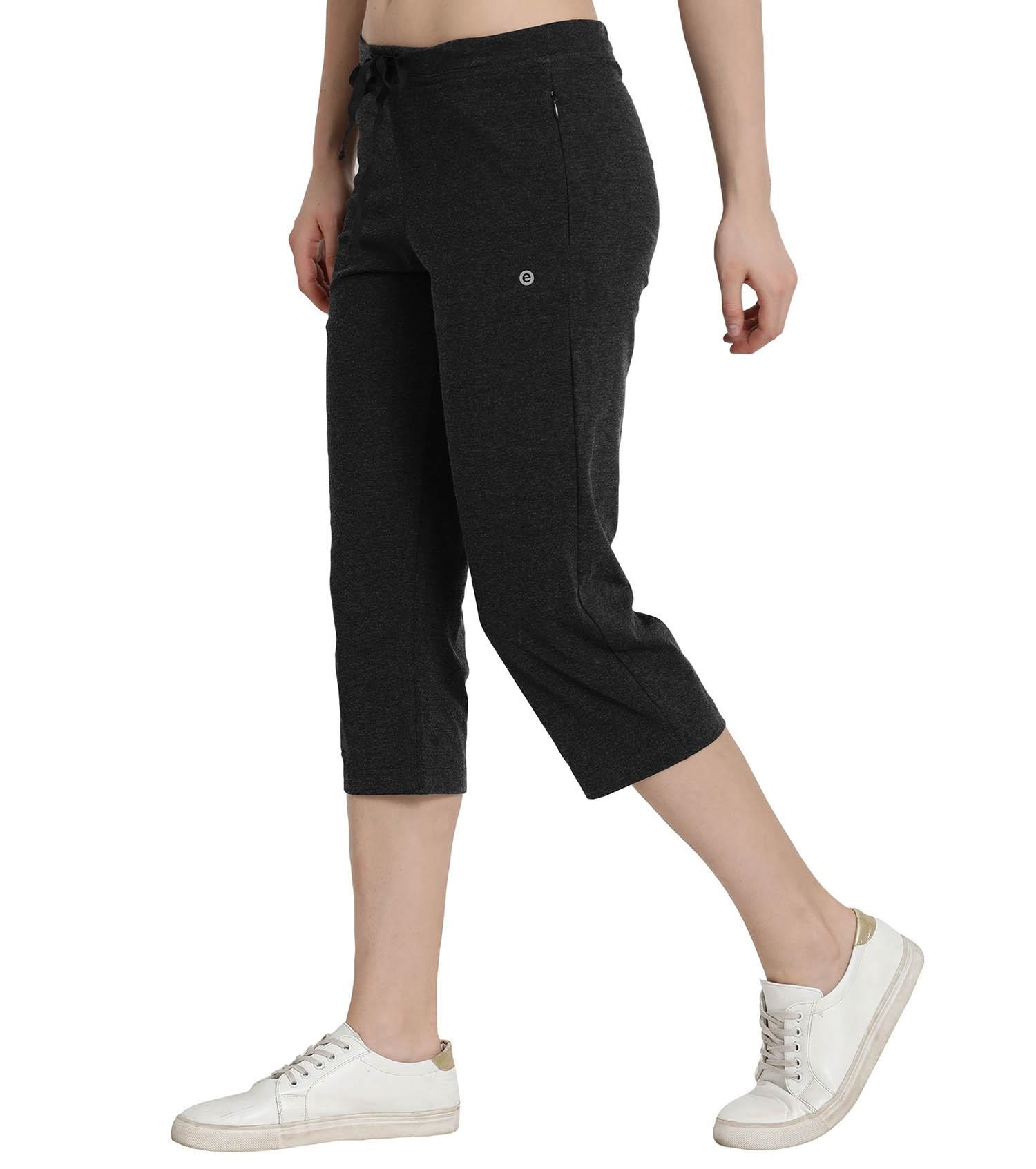 Enamor Mid Rise Capri Length Drawstring Closure Lounge Capri for Women - Slim Fit, Soft and Breathable Stretch Cotton