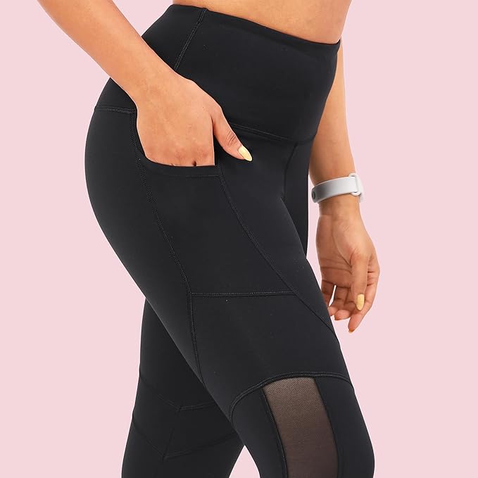 ENAMORE WOMEN'S QUICK DRY HIGH WAIST WORKOUT LEGGINGS WHITE ELASTICATED WAISTBAND