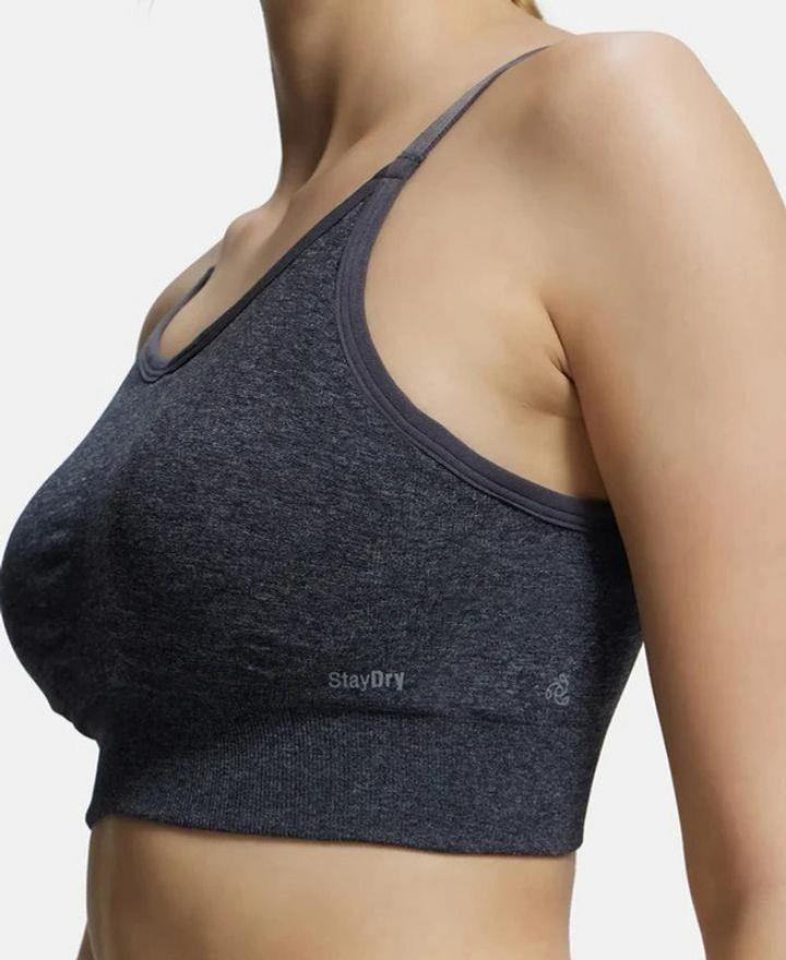 Jockey MI17 Sports Bra | Wirefree | Padded | Racer Back Styling | Recycled Polyester Fabric with StayFresh Treatment
