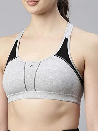 Enamor Medium Impact, Side Panel Shaping, Racer Back Women's Cotton Sports Bra - Padding with Removable Cups, Wirefree, High Coverage