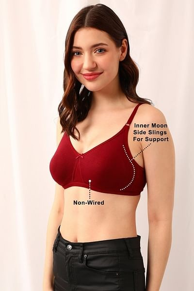 Clovia Cotton Spandex Solid Non-Padded Full Cup Wire Free T-Shirt Bra