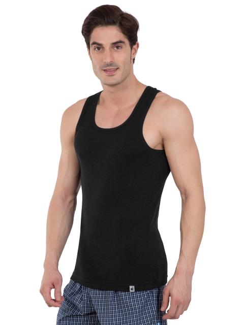 Jockey Men's Super Combed Cotton Rib Slim Fit Racer Back Styling Round Neck Gym Vest