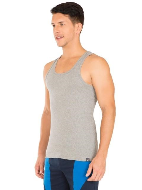 Jockey Men's Super Combed Cotton Rib Slim Fit Racer Back Styling Round Neck Gym Vest