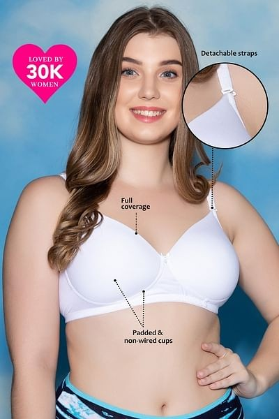 Clovia Women's Cotton Padded Non-Wired Full Cup Multiway T-Shirt Bra